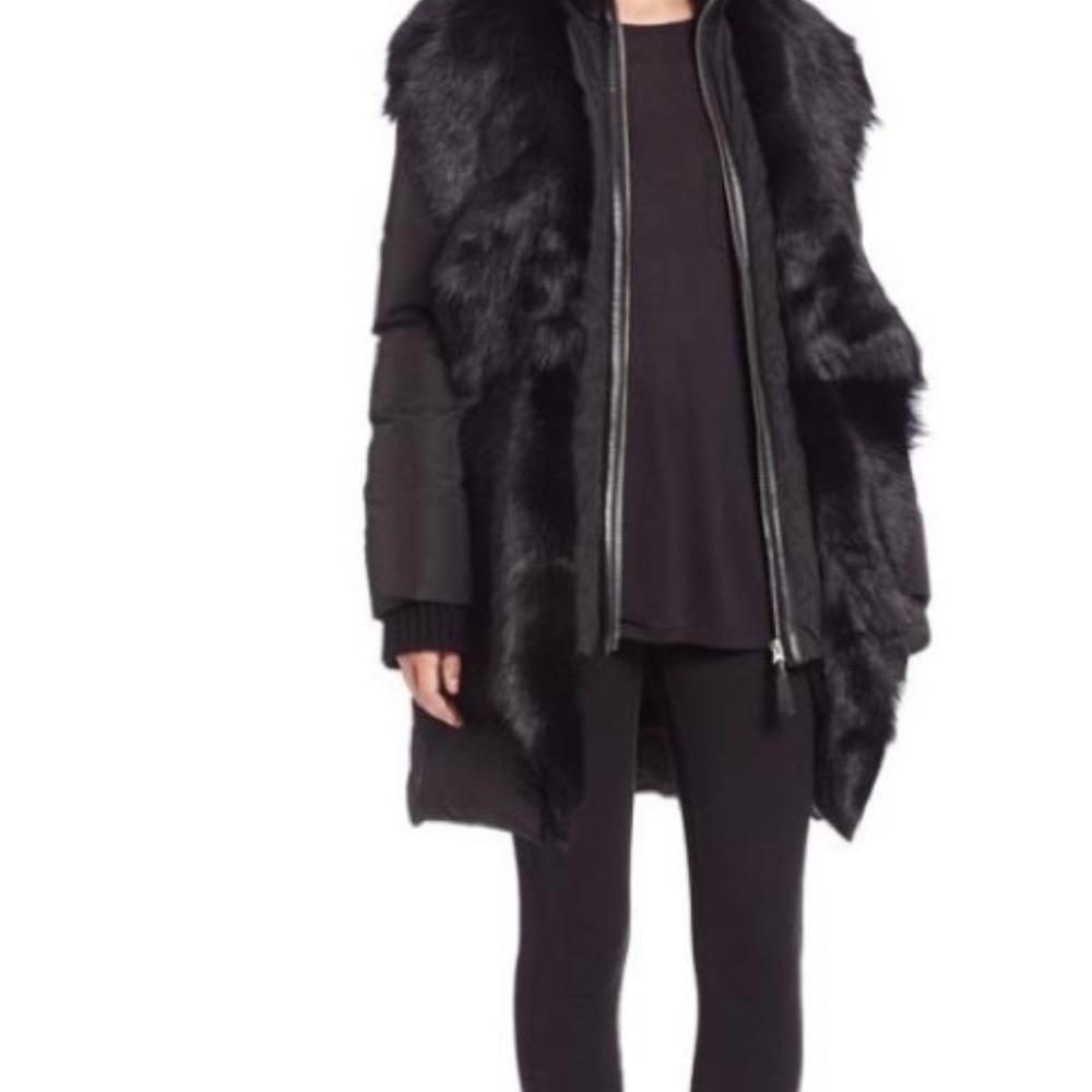 Mackage Black Puffer Coat with Fur Trim